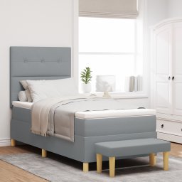 vidaXL Boxspring bed met hoofdeinde Lichtgrijs 200 x 90 cm Stof