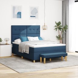 vidaXL Boxspring bed met hoofdeinde Blauw 190 x 140 cm Stof