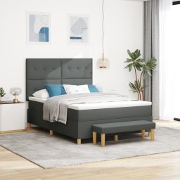 vidaXL Boxspring bed met kussen Donkergrijs 200 x 140 cm Stof