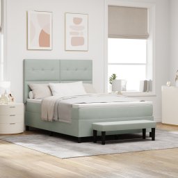 vidaXL Boxspring bed met hoofdeinde Lichtgrijs 190 x 140 cm Fluweel