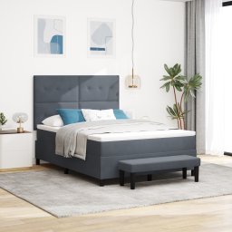 vidaXL Boxspring bed met hoofdeinde Donkergrijs 190 x 140 cm Fluweel