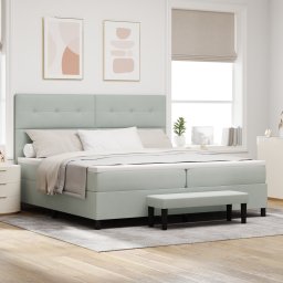 vidaXL Boxspring bed met hoofdeinde Lichtgrijs 200 x 200 cm Fluweel