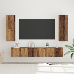 vidaXL Tv-meubelset 5 st Oud Hout Bewerkt hout