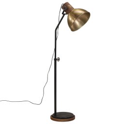 vidaXL Vloerlamp 25 W E27 30x30x100-150 cm antiek messingkleurig
