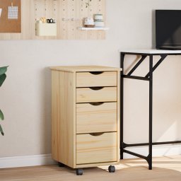 vidaXL Rolkast met Bureau MOSS 34 x 39 x 65,5 cm Massief grenenhout