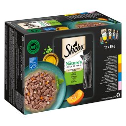12x 85g Sheba Nature's Collection in Saus heerlijke variatie (kip, kalkoen, tonijn, zalm)