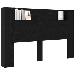 vidaXL Hoofdbord Kast met LED Zwarte Eik 160 x 16,5 x 103,5 cm