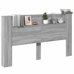 vidaXL Hoofdbord Kast met LED Grijze Sonoma 180 x 16,5 x 103,5 cm