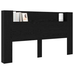 vidaXL Hoofdbord Kast met LED Zwarte Eik 180 x 16,5 x 103,5 cm
