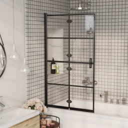 vidaXL Douchewand inklapbaar 80x140 cm zwart