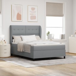 vidaXL Boxspring bed met hoofdeinde Lichtgrijs 140 x 200 cm Stof