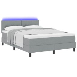 vidaXL Boxspring bed met kussen Lichtgrijs 160 x 200 cm Stof