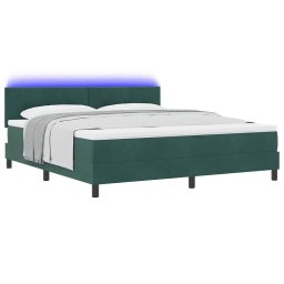 vidaXL LED Box Spring Bed Donkergroen 180 x 200 cm Fluweel