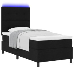 vidaXL Boxspring bed met LED-stripverlichting Zwart 80 x 200 cm Stof