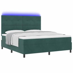 vidaXL LED Box Spring Bed Donkergroen 180 x 200 cm Fluweel