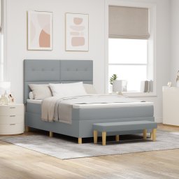 vidaXL Boxspring bed met hoofdeinde Lichtgrijs 200 x 140 cm Stof