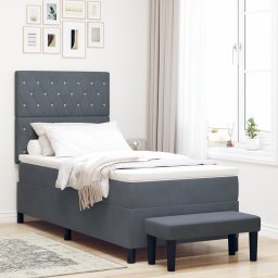 vidaXL Boxspring bed met hoofdeinde Donkergrijs 190 x 90 cm Fluweel