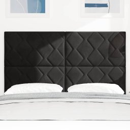 vidaXL LED Hoofdbord Zwart 144 cm Fluweel