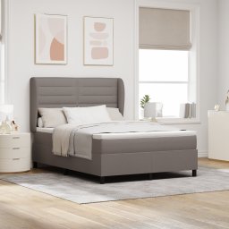vidaXL Boxspring bed met matras met hoofdeinde Taupe 140 x 190 cm Stof