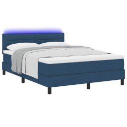 vidaXL Boxspring bed met matras met LED Blauw 140 x 190 cm Stof