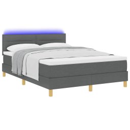 vidaXL LED Box Spring Bed met hoofdeinde Donkergrijs 160 x 200 cm Stof