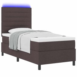 vidaXL Boxspring bed met matras met LED Donkerbruin 90 x 200 cm Stof