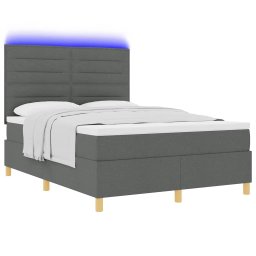 vidaXL LED Box Spring Bed met matras Donkergrijs 160 x 200 cm Stof