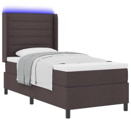 vidaXL LED Box Spring Bed met matras Donkerbruin 90 x 200 cm Stof