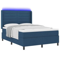 vidaXL LED Box Spring Bed met hoofdeinde Blauw 140 x 190 cm Stof