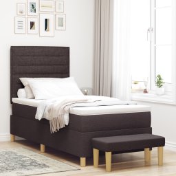 vidaXL Boxspring bed met hoofdeinde Donkerbruin 200 x 90 cm Stof
