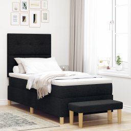 vidaXL Boxspring bed met hoofdeinde Zwart 200 x 90 cm Stof