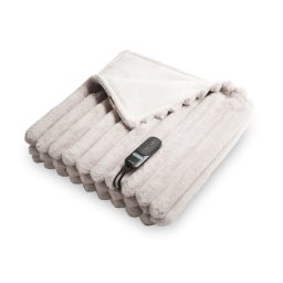 Duux Yentl Overblanket Striped Rabbit Faux Fur (200 x 200) Elektrische deken Grijs