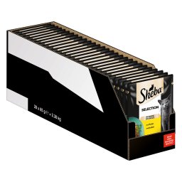 56 x 85 g Megapack Sheba Varianten Maaltijdzakjes Selection in Saus met Kip Kattenvoer Nat
