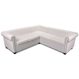 vidaXL Hoekbank 5-zits Chesterfield-stijl kunstleer wit