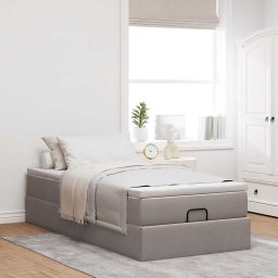 vidaXL Ottoman bed met matras 90x200cm stof taupe