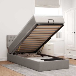 vidaXL Bed met matras 90x200 cm stof taupe