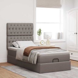 vidaXL Bed met matras 90x200 cm stof taupe