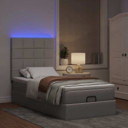 vidaXL Bed poef met matras en LED's 90x200 cm stof taupe