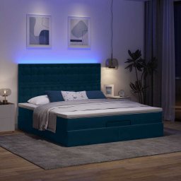 vidaXL Ottoman bed met matrassen en LED's 160x200cm fluweel