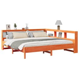 vidaXL Bed met boekenkast zonder matras grenenhout wasbruin 180x200 cm