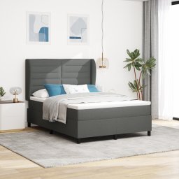 vidaXL Boxspring bed met matras Donkergrijs 140 x 190 cm Stof
