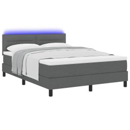 vidaXL Boxspring bed met matras met LED Donkergrijs 140 x 200 cm Stof