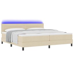 vidaXL Boxspring bed met matras met LED Crème 200 x 200 cm Stof