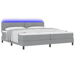 vidaXL Boxspring bed met hoofdeinde Lichtgrijs 200 x 200 cm Stof