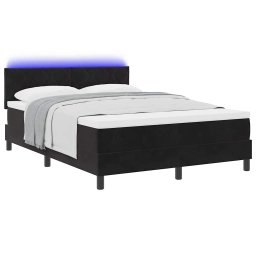vidaXL LED Box Spring Bed met hoofdeinde Zwart 140 x 190 cm Fluweel
