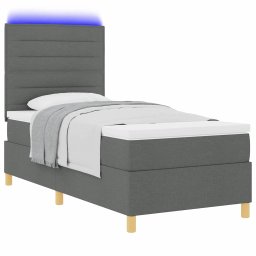 vidaXL LED Box Spring Bed met matras Donkergrijs 80 x 200 cm Stof