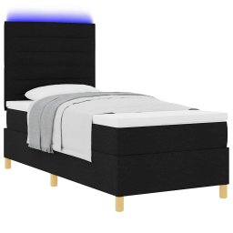 vidaXL LED Box Spring Bed met matras Zwart 90 x 200 cm Stof