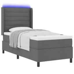 vidaXL LED Box Spring Bed met matras Donkergrijs 80 x 200 cm Stof