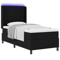 vidaXL LED Box Spring Bed met hoofdeinde Zwart 80 x 200 cm Stof