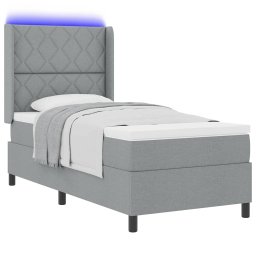 vidaXL LED Box Spring Bed met hoofdeinde Lichtgrijs 100 x 200 cm Stof